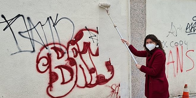 Limpieza limpieza pintadas vandálicas y grafitis