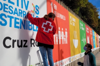 mural Cruz Roja Objetivos de Desarrollo Sostenible 1